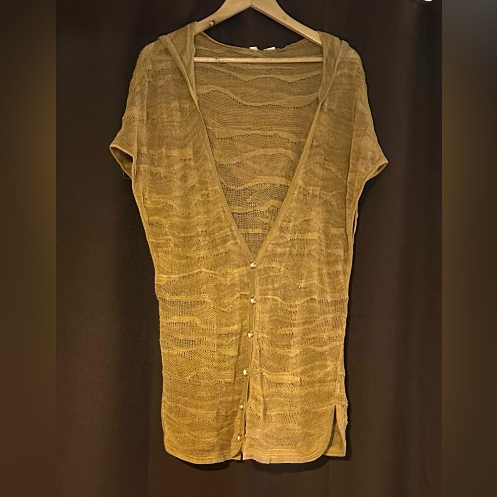 Moth Sheer Gold Button-Down Knit Vest